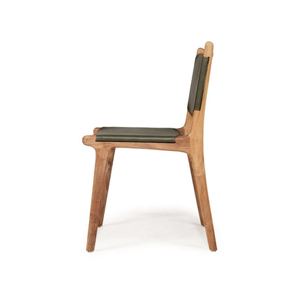 Otis Dining Chair Leather & Teak - Olive Sun Republic 