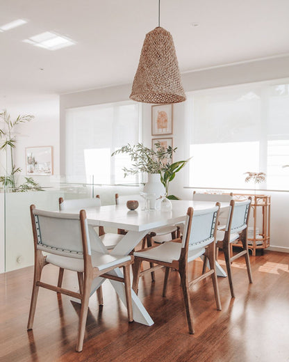 Otis Dining Chair Leather & Teak - White Sun Republic 