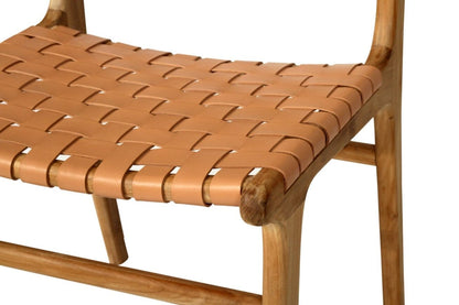 Otis Dining Chair Woven Leather & Teak - Nude (Natural) Sun Republic 