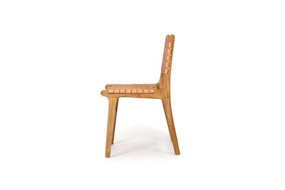 Otis Dining Chair Woven Leather & Teak - Nude (Natural) Sun Republic 