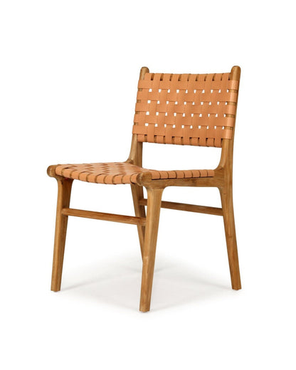 Otis Dining Chair Woven Leather & Teak - Nude (Natural) Sun Republic 