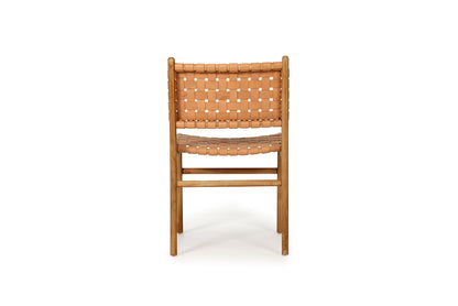 Otis Dining Chair Woven Leather & Teak - Nude (Natural) Sun Republic 