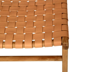 Otis Dining Chair Woven Leather & Teak - Nude (Natural) Sun Republic 