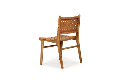 Otis Dining Chair Woven Leather & Teak - Nude (Natural) Sun Republic 