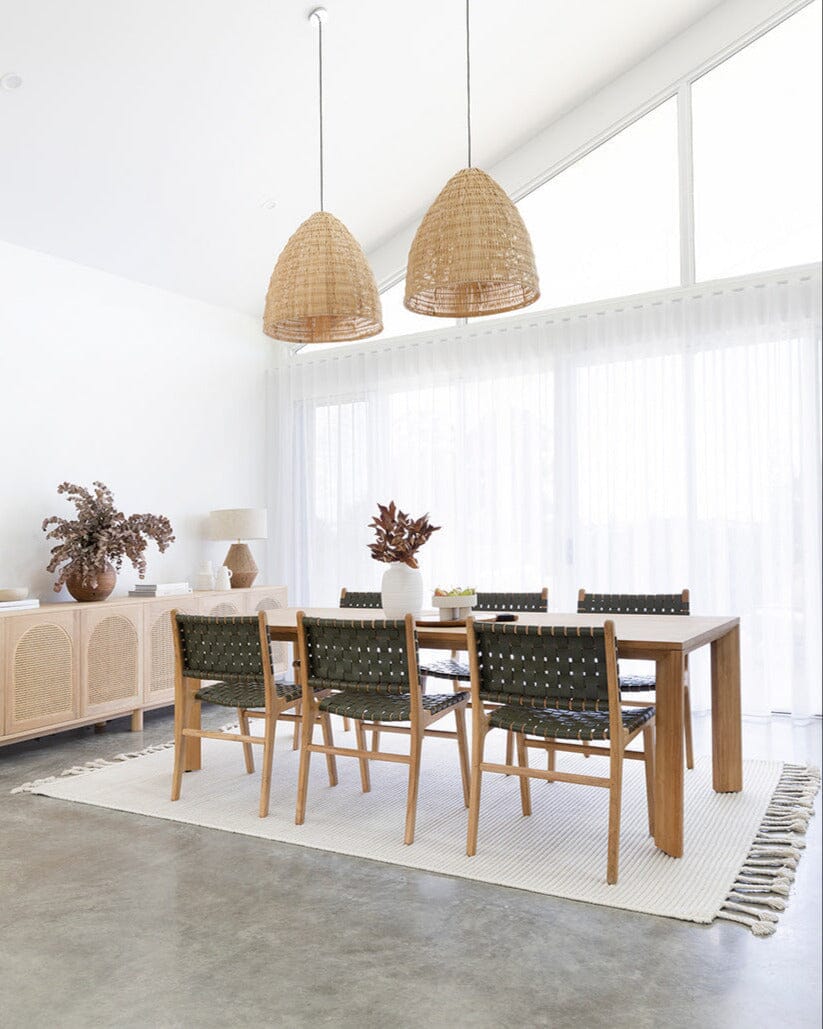 Otis Dining Chair Woven Leather & Teak - Olive Sun Republic 