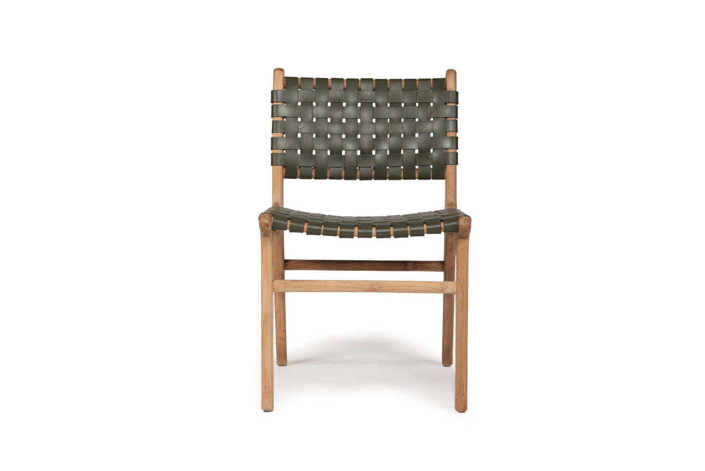 Otis Dining Chair Woven Leather & Teak - Olive Sun Republic 