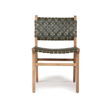 Otis Dining Chair Woven Leather & Teak - Olive Sun Republic 
