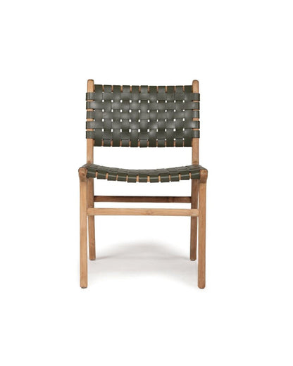 Otis Dining Chair Woven Leather & Teak - Olive Sun Republic 