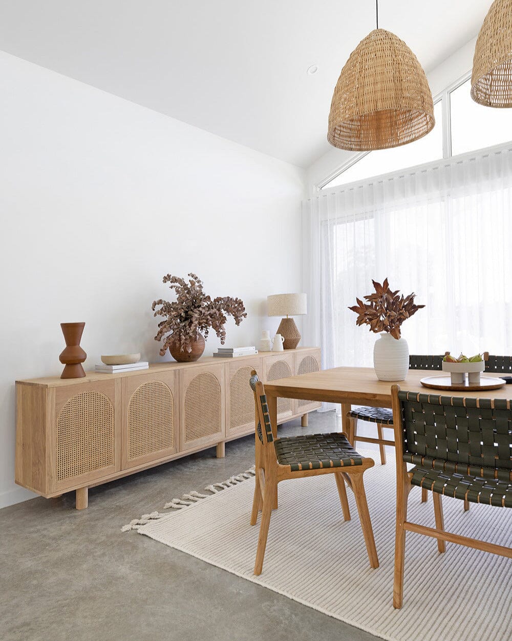 Otis Dining Chair Woven Leather & Teak - Olive Sun Republic 