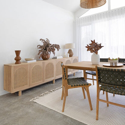 Otis Dining Chair Woven Leather & Teak - Olive Sun Republic 