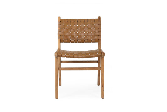 Otis Dining Chair Woven Leather & Teak - Tan Sun Republic 