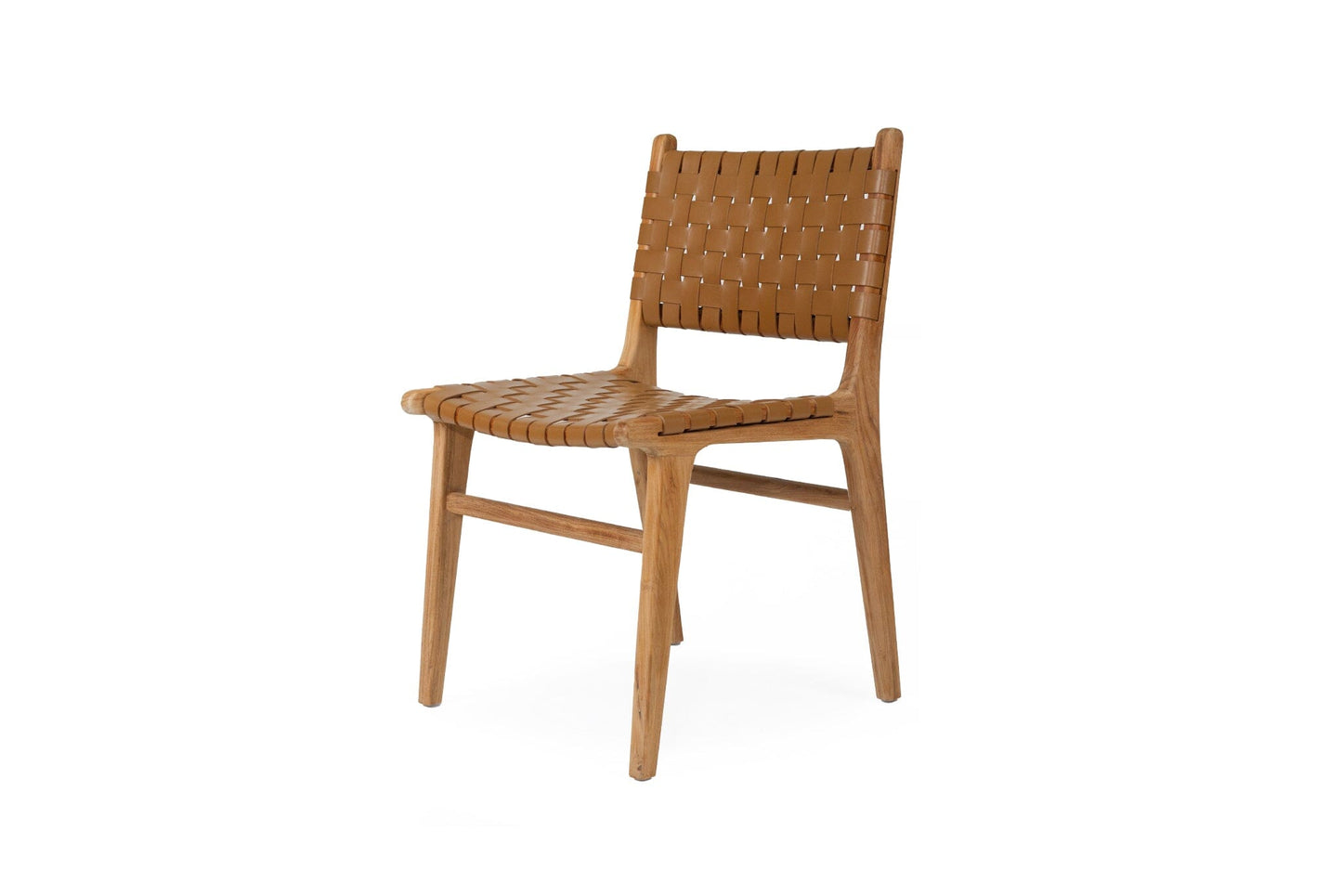 Otis Dining Chair Woven Leather & Teak - Tan Sun Republic 