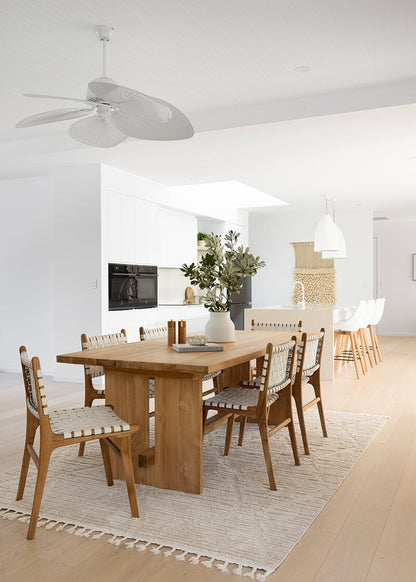Otis Dining Chair Woven Leather & Teak - White Sun Republic 