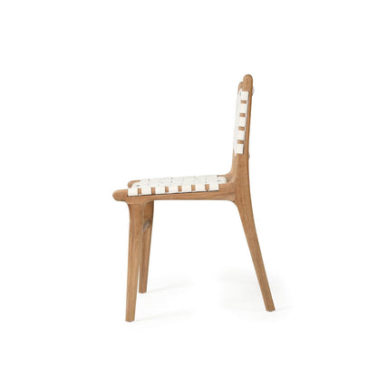 Otis Dining Chair Woven Leather & Teak - White Sun Republic 