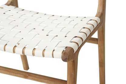 Otis Dining Chair Woven Leather & Teak - White Sun Republic 