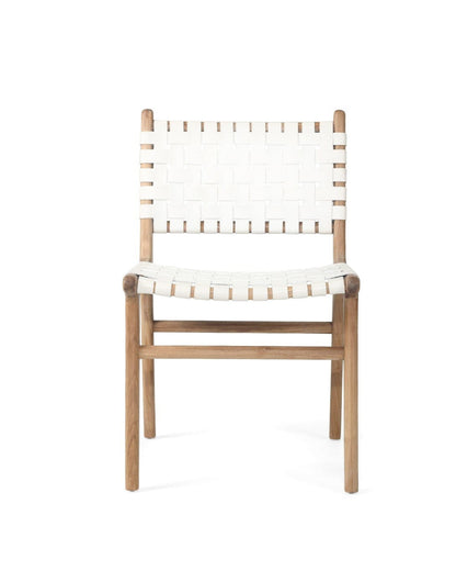 Otis Dining Chair Woven Leather & Teak - White Sun Republic 