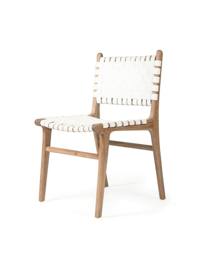 Otis Dining Chair Woven Leather & Teak - White Sun Republic 