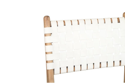Otis Dining Chair Woven Leather & Teak - White Sun Republic 