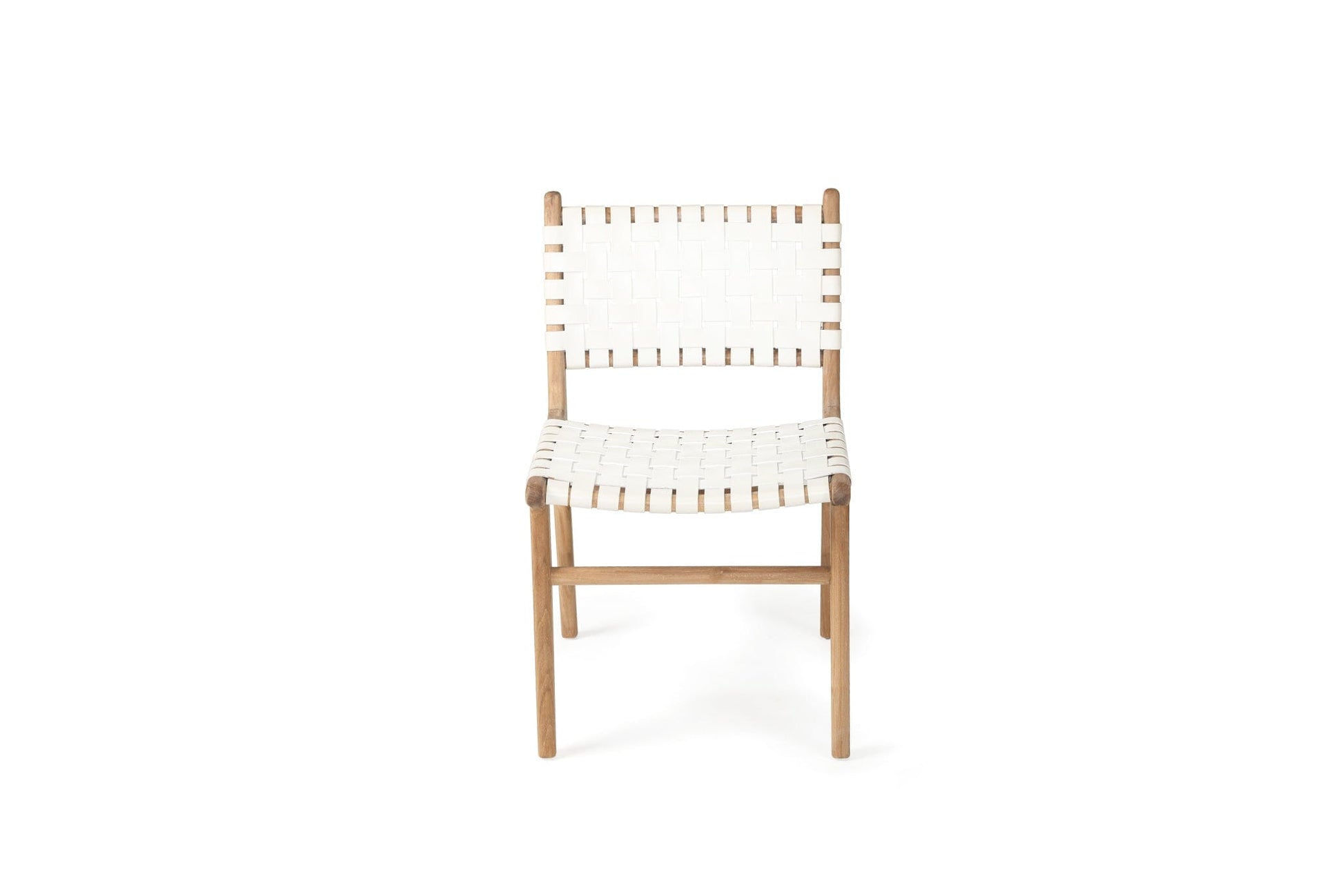 Otis Dining Chair Woven Leather & Teak - White Sun Republic 