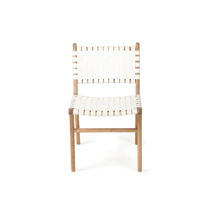 Otis Dining Chair Woven Leather & Teak - White Sun Republic 