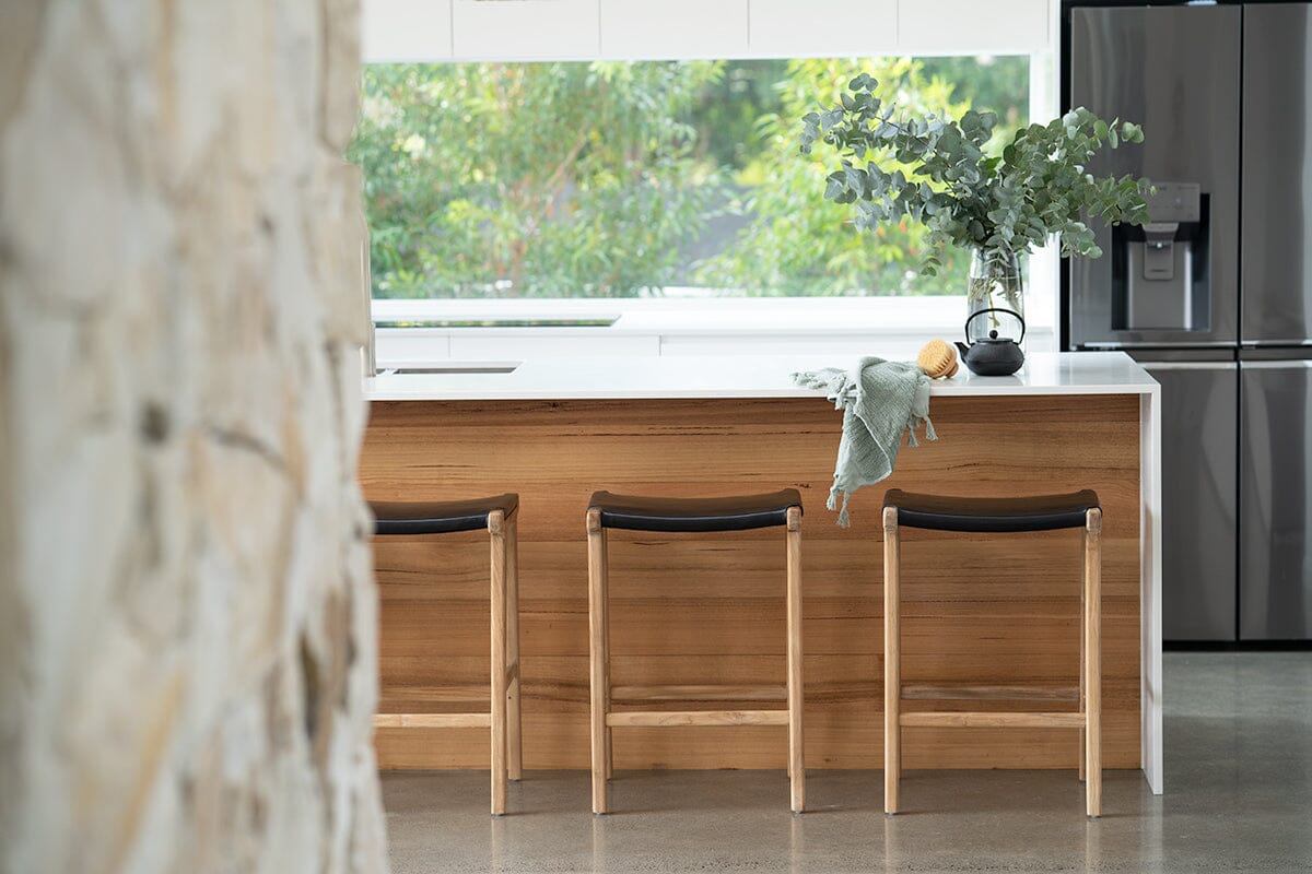 Otis Leather & Teak Saddle Counter Stool - Black Sun Republic 