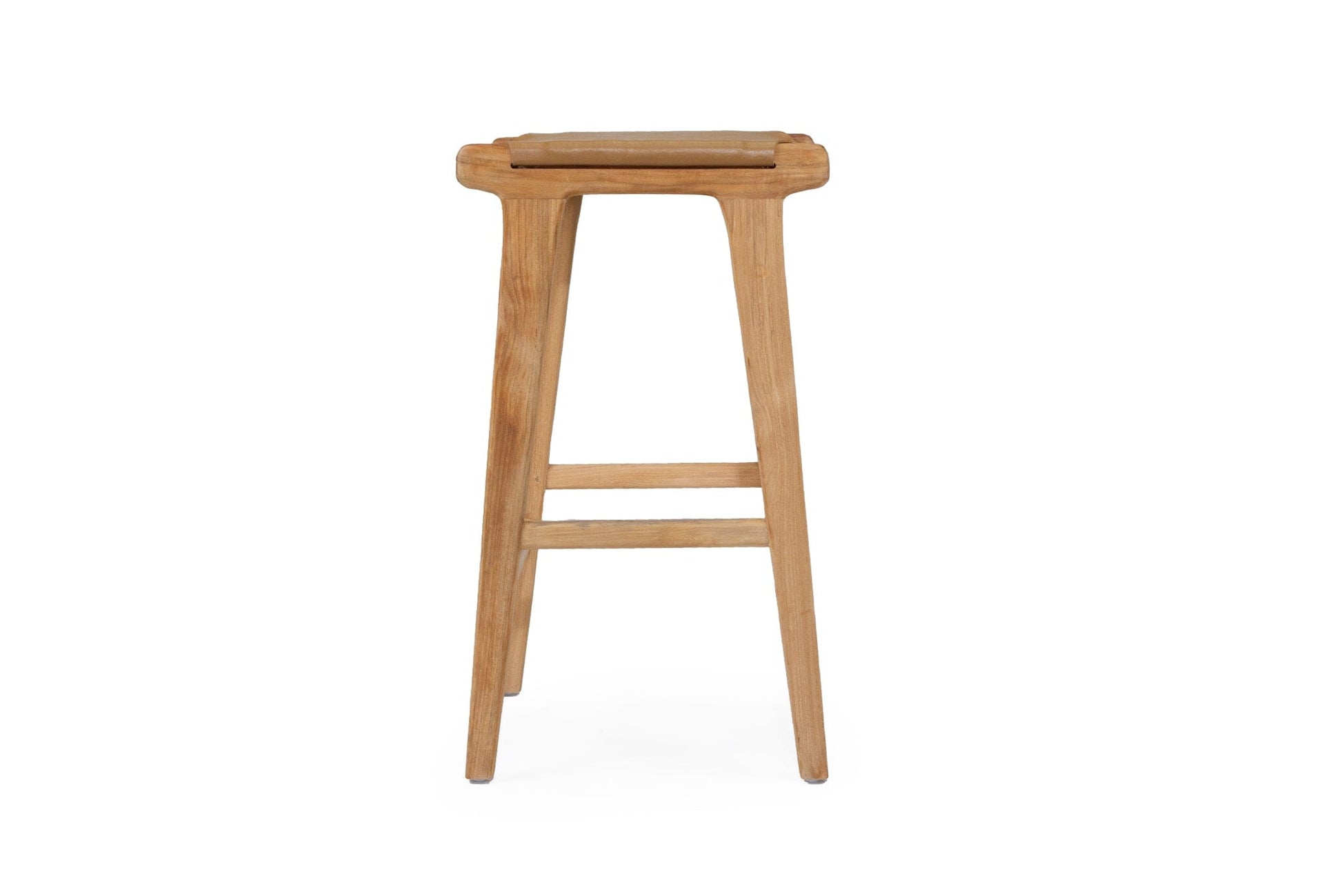 Otis Leather & Teak Saddle Counter Stool - Tan Sun Republic 