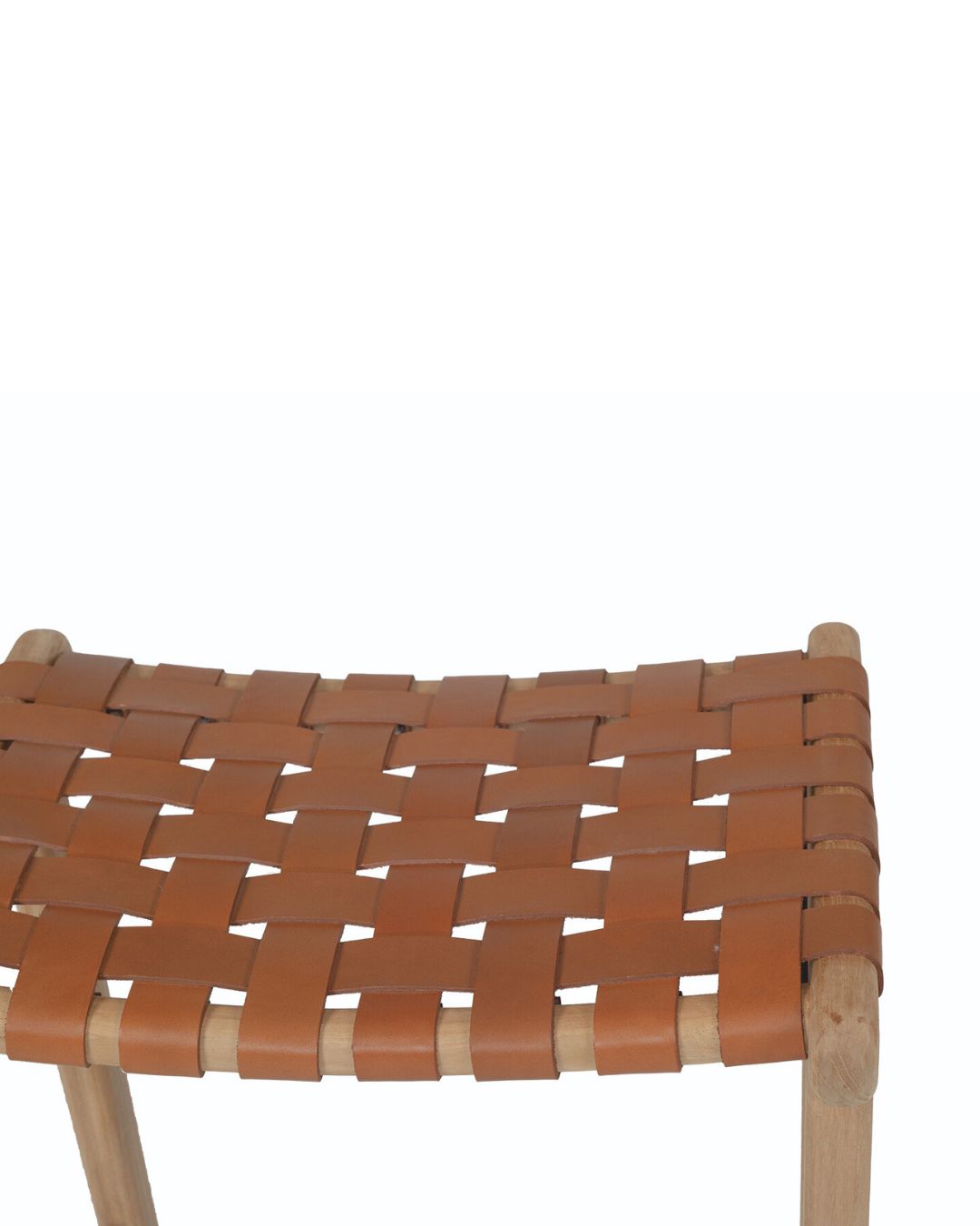 Otis Woven Leather & Teak Saddle Counter Stool - Tan Sun Republic 