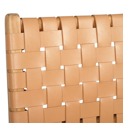Otis Woven Natural Tan Leather & Teak Counter Stool Sun Republic 
