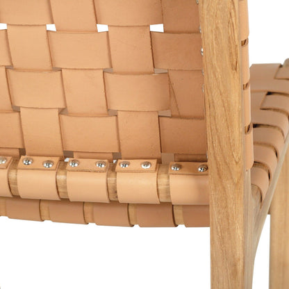 Otis Woven Natural Tan Leather & Teak Counter Stool Sun Republic 