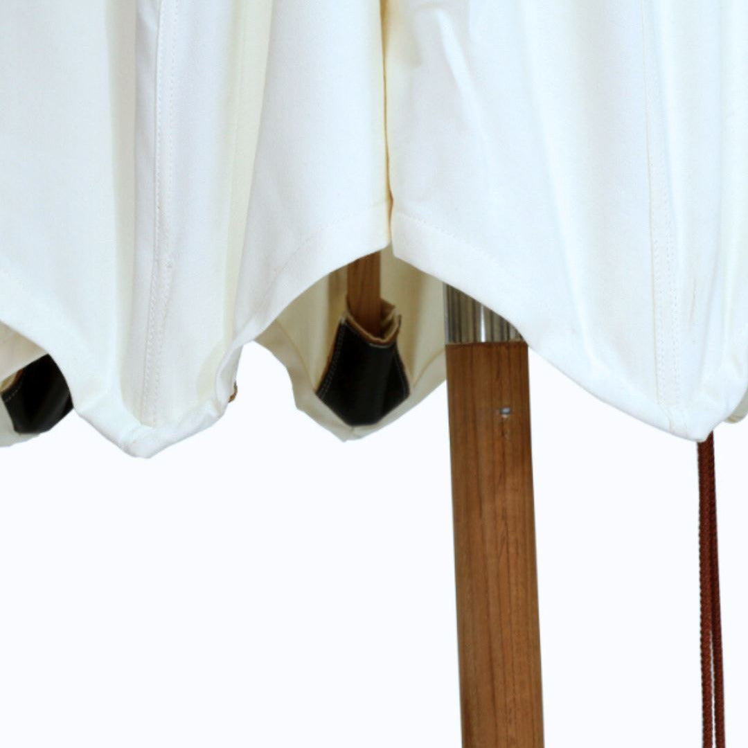 Outdoor Umbrella With Base - White & Teak Sun Republic 