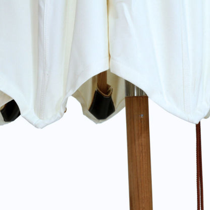 Outdoor Umbrella With Base - White & Teak Sun Republic 