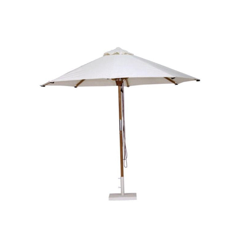 Outdoor Umbrella With Base - White & Teak Sun Republic 