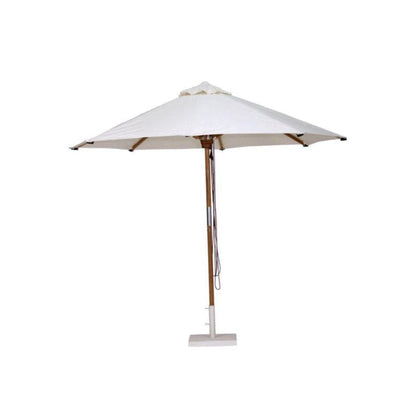 Outdoor Umbrella With Base - White & Teak Sun Republic 