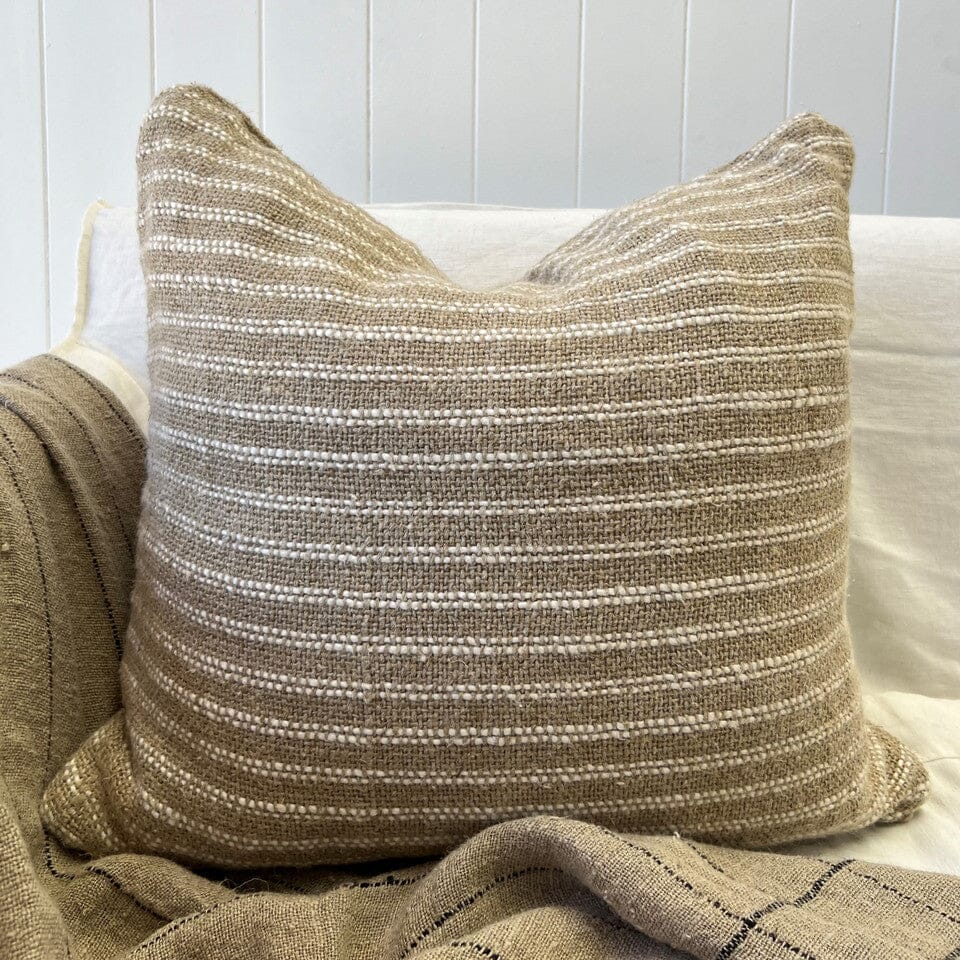 Owen Linen Cushion Cover | Ivory & Natural Stripes Linens Unlimited 