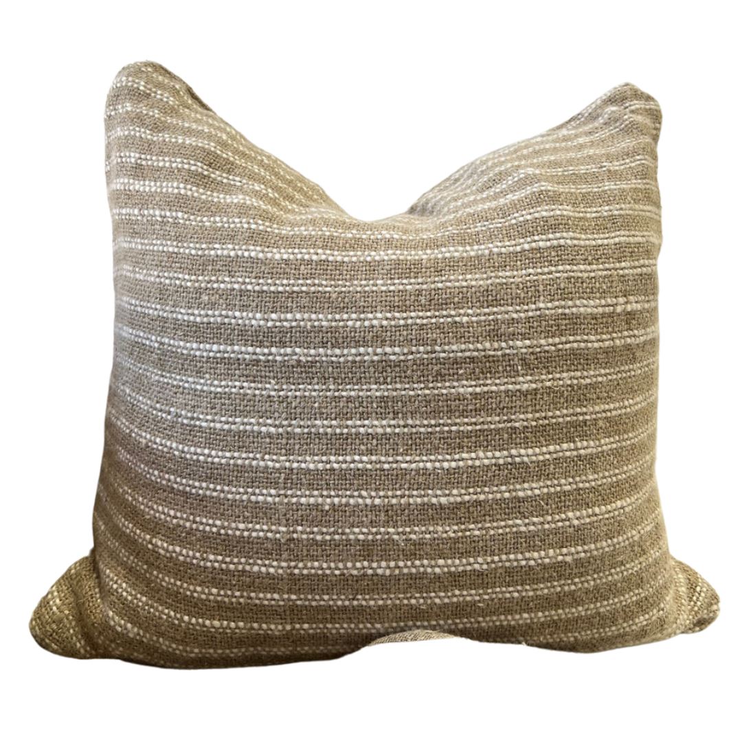 Owen Linen Cushion Cover | Ivory & Natural Stripes Linens Unlimited 