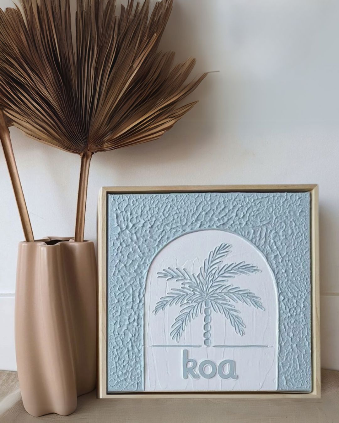 Personalised Textured Plaster Art – Palm Paradise 'Coloured' Beyond The Palms 