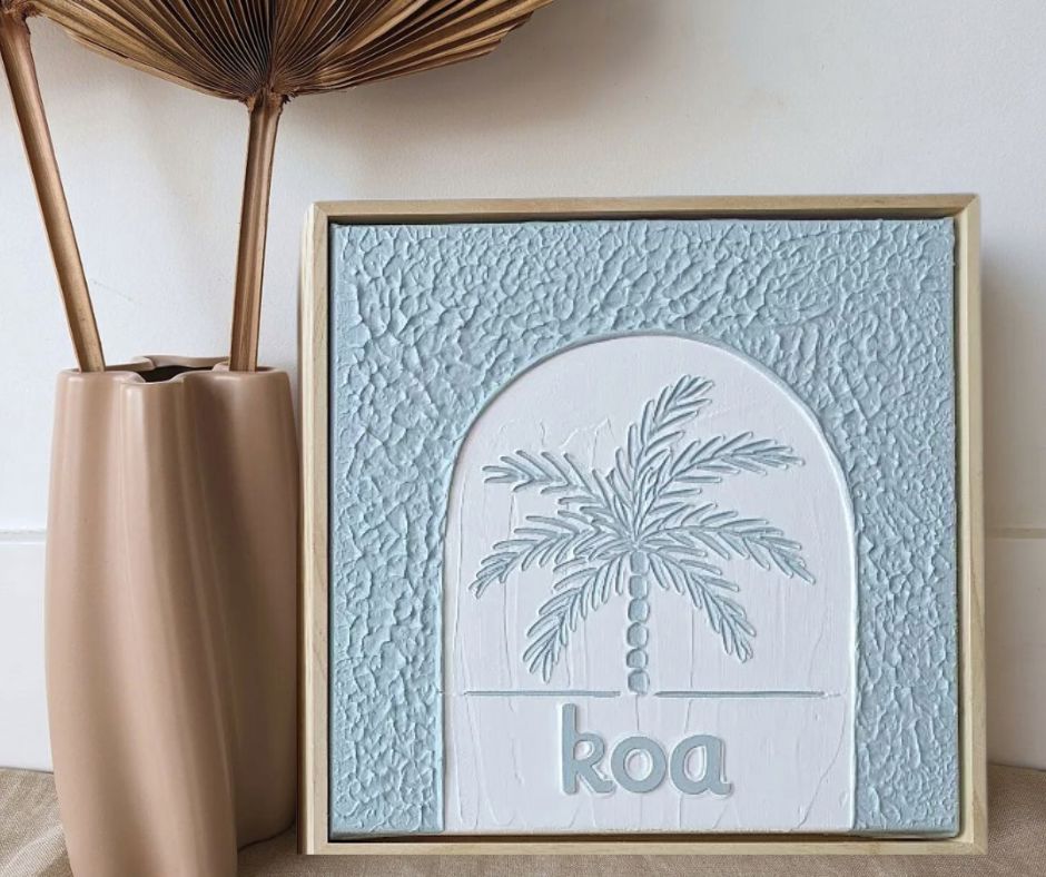 Personalised Textured Plaster Art – Palm Paradise 'Coloured' Beyond The Palms 