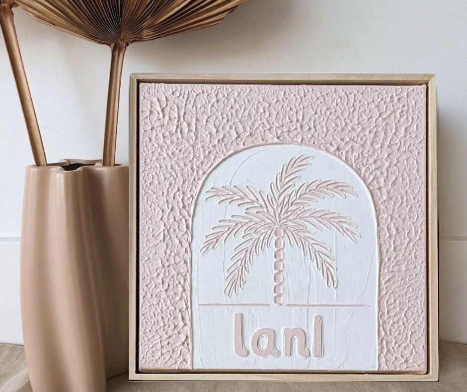 Personalised Textured Plaster Art – Palm Paradise 'Coloured' Beyond The Palms 