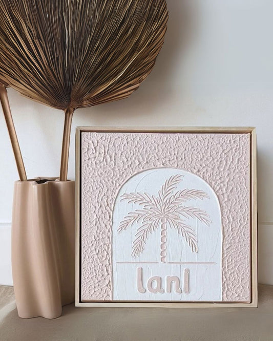 Personalised Textured Plaster Art – Palm Paradise 'Coloured' Beyond The Palms 