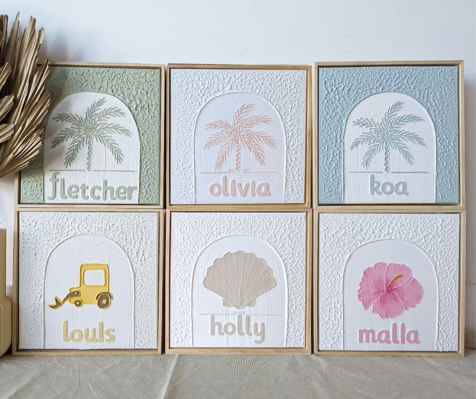 Personalised Textured Plaster Art – Palm Paradise 'Coloured' Beyond The Palms 