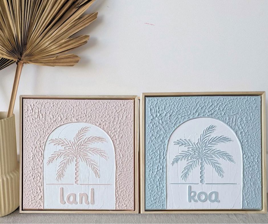 Personalised Textured Plaster Art – Palm Paradise 'Coloured' Beyond The Palms 