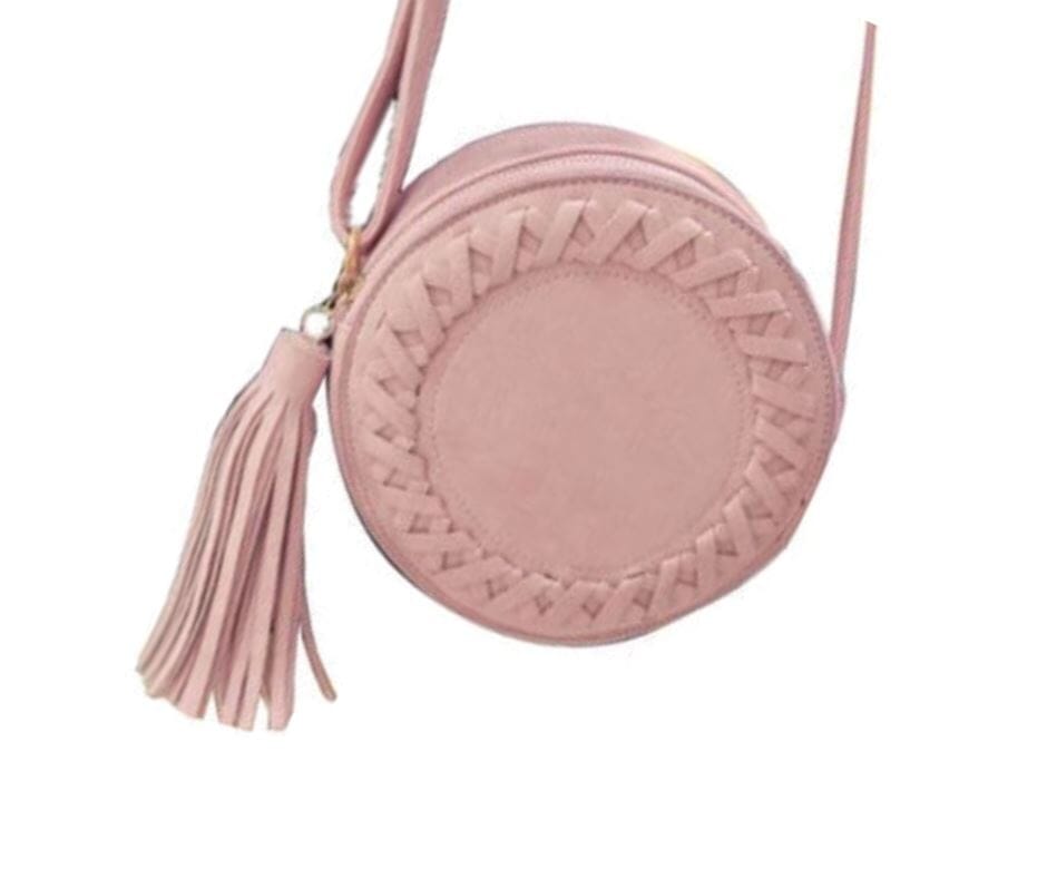 Phoebe Round Boho Bag - Black, Tan & Blush Pink Sun Republic 