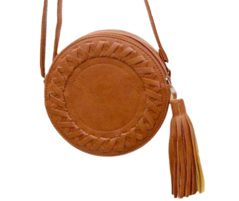 Phoebe Round Boho Bag - Black, Tan & Blush Pink Sun Republic 