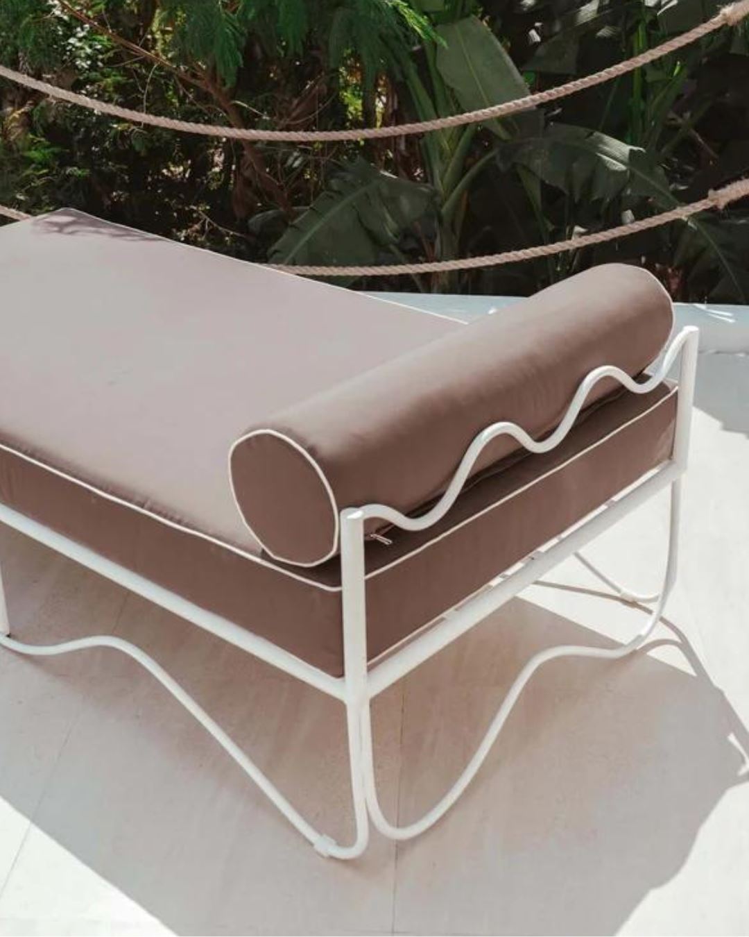 Positano Outdoor Sunbed - Mocha with White Piping Sun Republic 