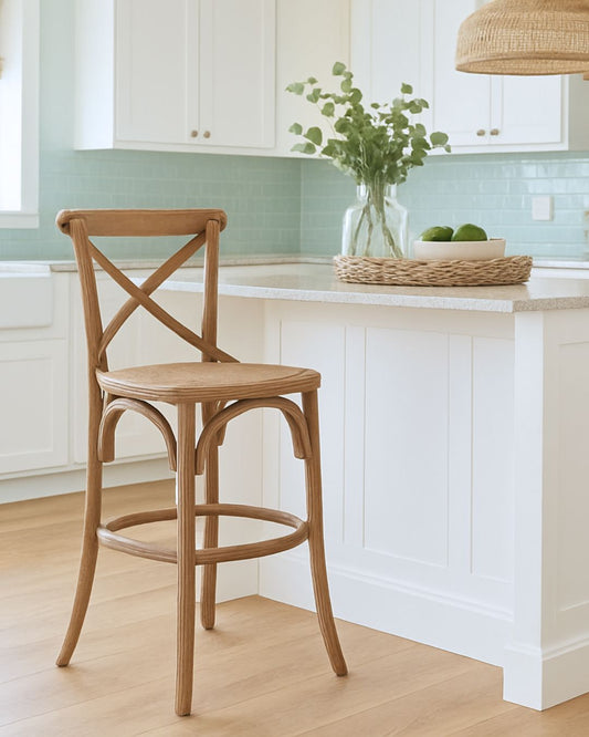 Provincial Cross Back Counter Stool – Natural Oak Sun Republic 