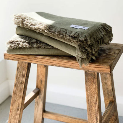  Sun Republic Olive Green Ramie throw Blankets