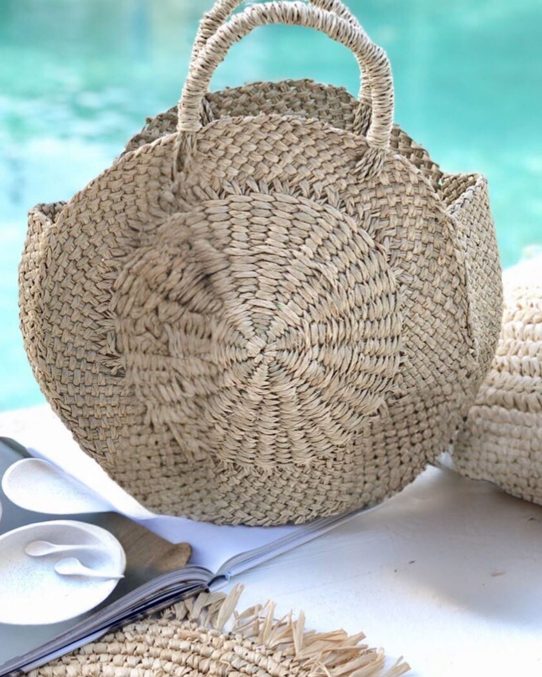 Round Woven Seagrass Bag - Ophelia Sun Republic 