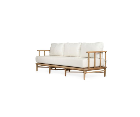 Scandinavian Coastal Teak Outdoor 3 Seat Sofa - Malie - Sunbrella Fabric Sun Republic 