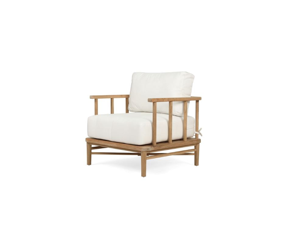 Scandinavian Coastal Teak Outdoor Armchair - Malie - Sunbrella Fabric Sun Republic 