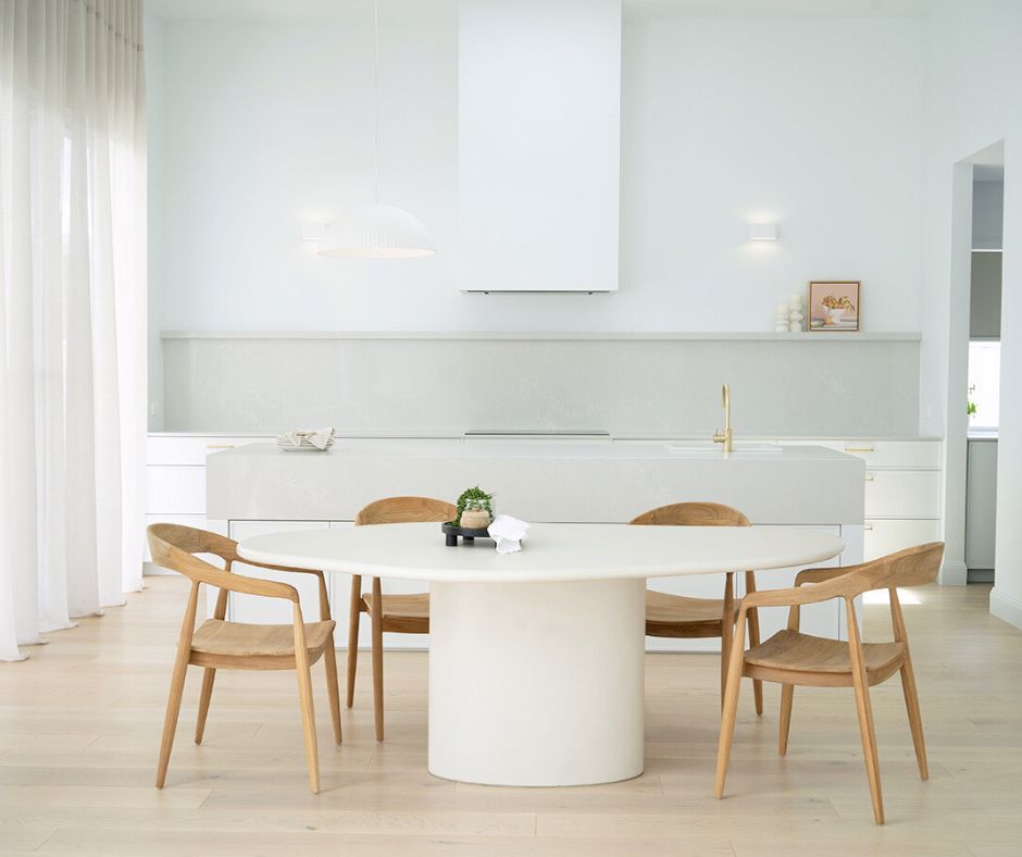 Siena Microcement Dining Table Organic Oval - Seashell Sun Republic 